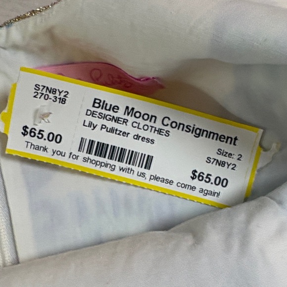 Lilly Pulitzer White Mini Dress with Blue and Teal Shell Print - Picture 3 of 8